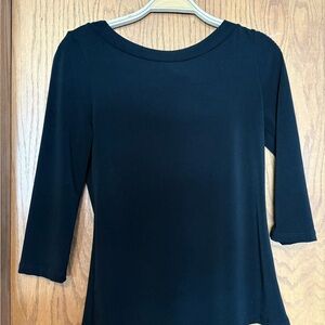 Modcloth Classic Black Long Sleeve Top with Keyhole and Bow Back Detail